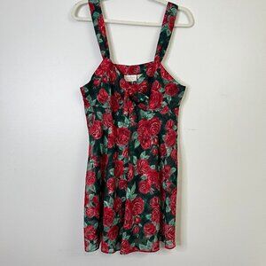 Vintage Victoria's Secret Gold Label Red Green Floral Tank Nightgown Night Shirt